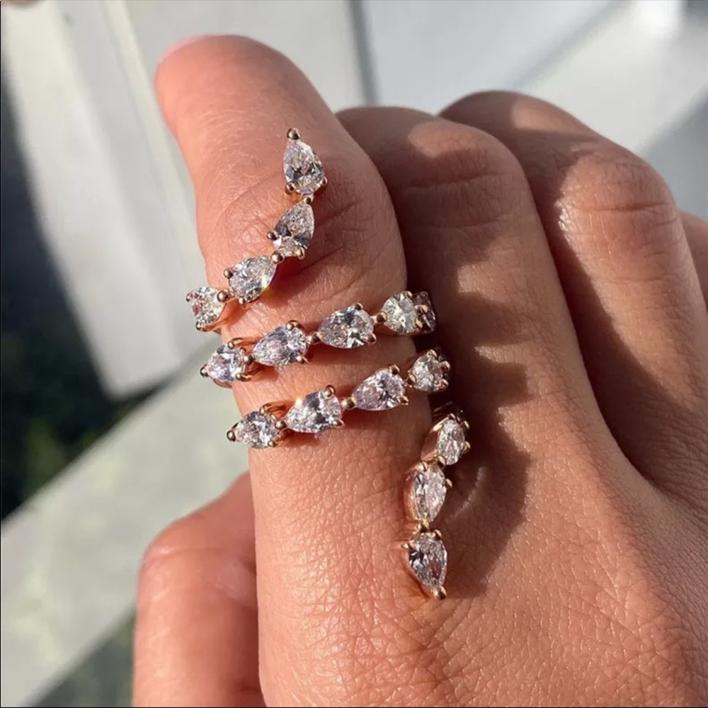 *NEW* 18K Rose Gold Party Diamond Adjustable Ring - Picture 6 of 6